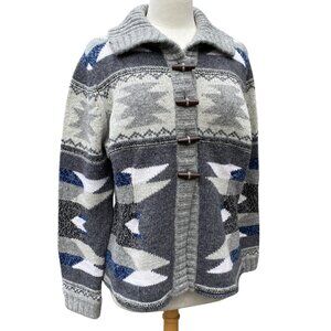 VIntage Eddie Bauer Lambswool Cashmere Aztec Chunky Cardigan Southwestern-XL